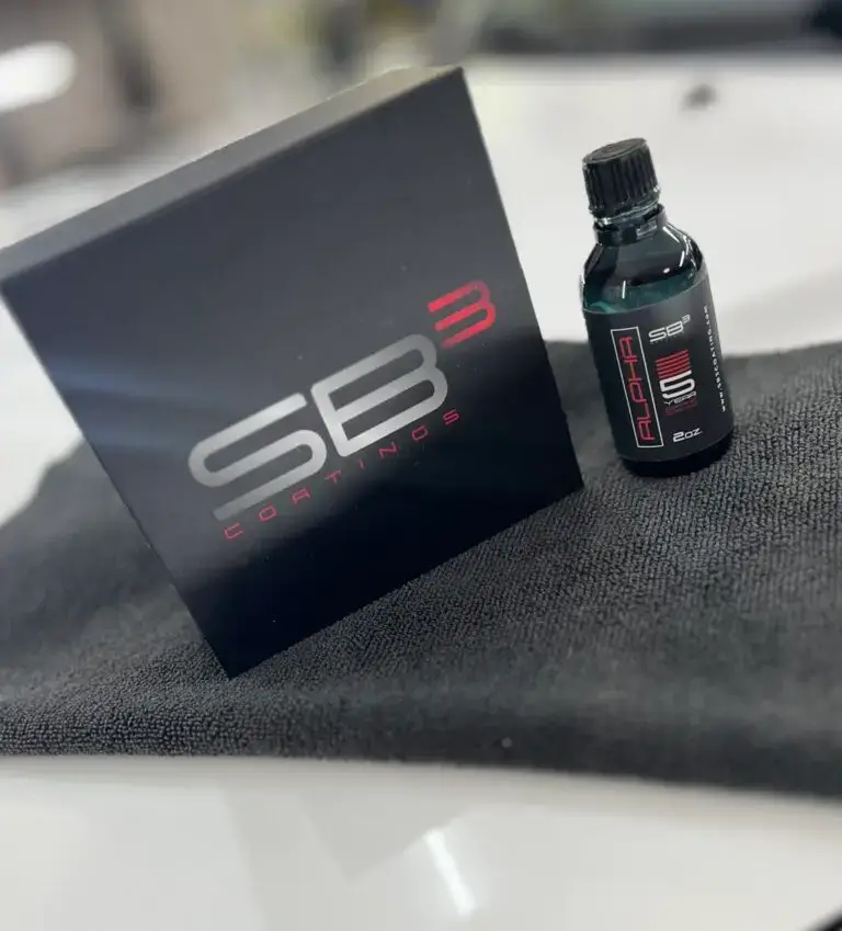 bottle of sb3 ceramic coating and microfiber towel