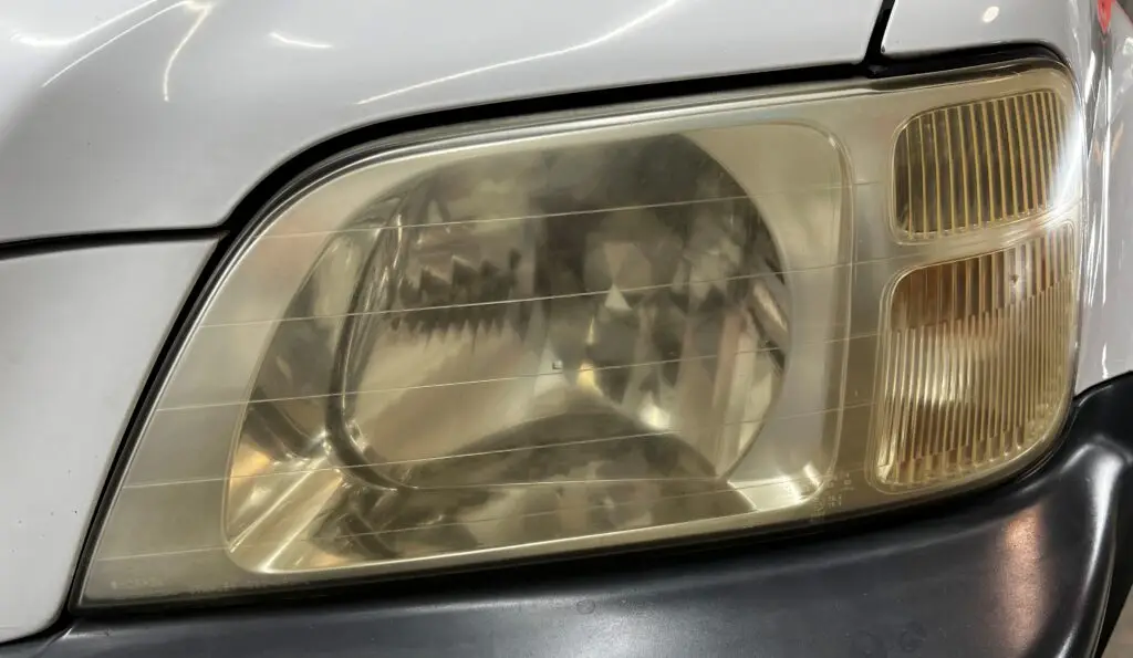 cloudy and oxidized headlight