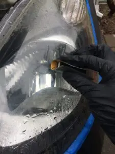 wet sanding headlights for restoration process